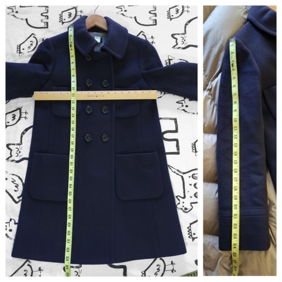 J. Crew Dark Blue Navy Double-Breasted Wool Pea Coat Women Size 6 - Picture 11 of 12